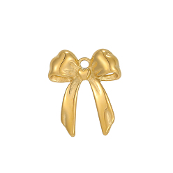 Настоящее золото 18K 304 подвески из нержавеющей стали, бантом прелести, ионное покрытие (ip), реальный 18 k позолоченный, 24x20 мм