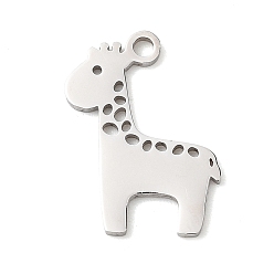 Жирафа Тема животных 304 подвески из нержавеющей стали, цвет нержавеющей стали, жирафа, 16.5x12x1 мм, отверстие : 1.5 мм