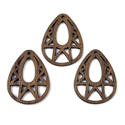 Кокосово-Коричневый Подвески из орехового дерева, слеза, кокосового коричневый, 38x29x2.5 мм, отверстие : 2 мм