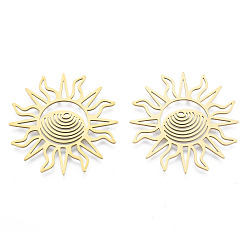 Золотой 201 из нержавеющей стали столяры филигранные, солнце, золотые, 38x38x1 мм