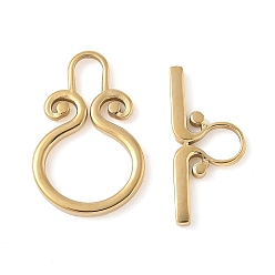 Настоящее золото 18K 304 из нержавеющей стали застежками тумблеры, ионное покрытие (ip), реальный 18 k позолоченный, кольцо: 22.5x14.5x2 мм; бар: 21.5x9.5x2 мм