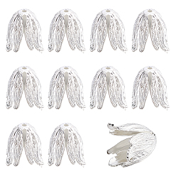 Silver 10Pcs Brass Bead Caps, Flower, Silver, 20.5x21.5x19.5mm, Hole: 1.6mm