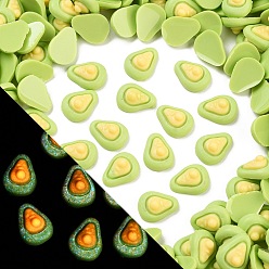 Avocado Светящаяся смола декодирует кабошоны, светящиеся в темноте фрукты, авокадо, 11x8x4.5 мм