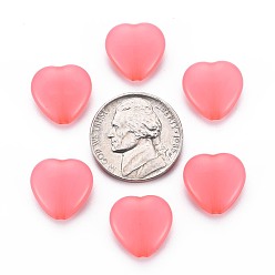 Salmon Transparent Acrylic Beads, Dyed, Heart, Salmon, 13.5x14x6mm, Hole: 1.5mm, about 775pcs/500g