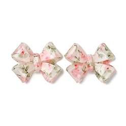 Pink Прозрачные акриловые кабошоны с принтом, бабочка, розовые, 32x40x9 мм