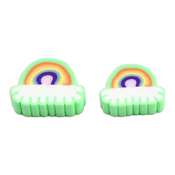 Светло-зеленый Бусины из полимерной глины , радуга, светло-зеленый, 6~9x8~11x4 мм, отверстие : 1.6 мм