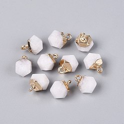 Quartz Crystal Natural Quartz Crystal Pendants, Polygon Charms, with Golden Tone Brass Loops, 11.5~14x7~9.5x7~9.5mm, Hole: 1.6~1.8mm
