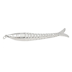 Stainless Steel Color 304 Stainless Steel Big Pendants, Fish Charms, Long-Lasting Plated, Stainless Steel Color, 82x12.5x9.5mm, Hole: 4.5mm
