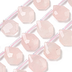 Розовый Кварц Природного розового кварца нитей бисера, Топ пробуренной, слеза, граненые, 15x13x5 мм, отверстие : 0.8 мм, около 24 шт / нитка, 15.35''~16.14'' (39~41 см)