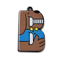 Letter B Circus Theme Printed Acrylic Pendants, Joker, Letter Charm, Letter B, 34x19.5x2mm, Hole: 1.4mm