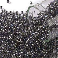 (266) Inside Color Gold Luster Crystal/Opaque Gray Toho runde Rocailles, japanische Rocailles, (266) Innenfarbe Goldglanzkristall / undurchsichtiges Grau, 11/0, 2.2 mm, Bohrung: 0.8 mm, über 1110pcs / Flasche, 10 g / Flasche