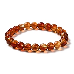 Сиена Ручной Lampwork стрейч браслеты, круглые браслеты из бисера для женщин, цвет охры, внутренний диаметр: 2-1/8 дюйм (5.3 см), бусины : 8 мм