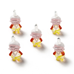 Yellow Handmade Lampwork Pendants, Old Man Charms, Yellow, 30~31x15~16x13~14mm, Hole: 2~3mm