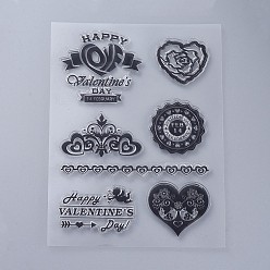 Heart Silicone Stamps, for DIY Scrapbooking, Photo Album Decorative, Cards Making, Stamp Sheets, Valentine's day Themed Pattern, 160x110x3mm