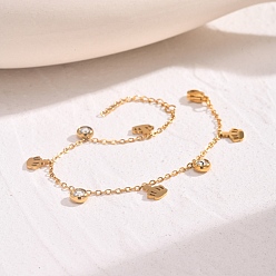 Crown Из нержавеющей стали шарм браслеты, браслеты из кубического циркония для женщин, корона, 6-1/2~7-5/8 дюйм (16.5~19.5 см)