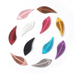 (52) Непрозрачная лаванда Подвеска из искусственной замши, лист, разноцветные, 44x16x1.6 мм, отверстие : 1.2 мм