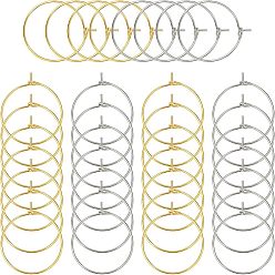 Золотой & Цвет Нержавеющей Стали 316 из нержавеющей стали бокал прелести кольца, обручание серьги, DIY материал для баскетбола обруча серьги жены, золотые и нержавеющая сталь цвет, 21 датчик, 24x20x0.7 мм, 2 цветов, 50 шт / цвет, 100 шт / коробка