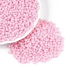 Pink Fgb краска для выпечки стеклянный бисер, овальные бусины из овса, рис, розовые, 3~3.5x2~2.5 мм, отверстие : 0.6~0.7 мм, Около 1550 шт / фунт