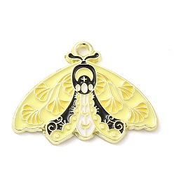 Желтый Подвески из эмали и сплава, золотые, бабочка с цветочным шармом, желтые, 21x28x1.5 мм, отверстие : 1.6 мм