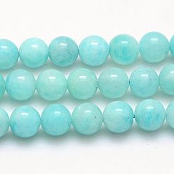 Amazonite Natural Amazonite Beads Strands, Grade AA, Dyed, Round, Turquoise, 8mm, Hole: 1mm