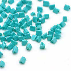 Medium Turquoise Opaque Glass Seed Beads, Triangle, Medium Turquoise, 1~3x2.5x2mm, Hole: 0.5mm, about 30000pcs/bag, 440~450g/bag
