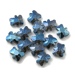 Морской Синий 100 шт. Гальванические стеклянные бусины, с половиным покрытием цвета радуги, медведь, Marine Blue, 9.5x8.5x3.5 мм, отверстие : 1 мм