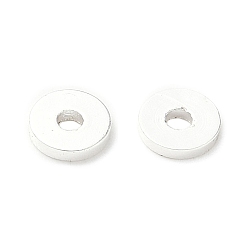 Серебро Spacer бисер латунные, долговечный, плоско-круглые, серебряные, 5x1 мм, отверстие : 1.6 мм