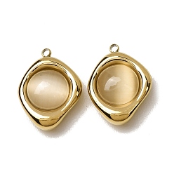 Doré  303 Pendentifs en acier inoxydable et œil de chat, charmes de losange, placage ionique (ip), plaqué longue durée, or, 20x15x7mm, Trou: 1.5mm