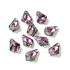 Темно-Фиолетовый AB цвет гальваническим Гальваническим стеклянные подвески, граненые, лист, темно-фиолетовый, 16x11x6 мм, отверстие : 1 мм