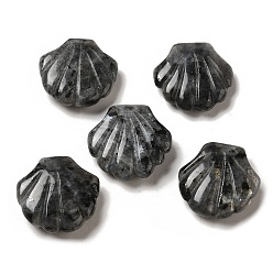 Larvikite Резные фигурки из целебных ракушек из натурального ларвикита, Украшения из камня с энергией Рейки, 30~30.5x30x8~8.5 мм