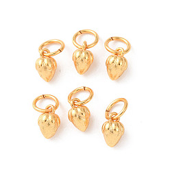 Настоящее золото 24K Латунные подвески, клубника прелести, стойки покрытие, долговечный, без кадмия и без свинца, с целью перехода в кольце, реальный 24 k позолоченный, 6x3.5 мм, отверстие : 3.5 мм
