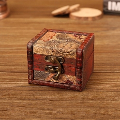 Мокасин Квадратный ретро деревянный набор ювелирных изделий, органайзер для хранения коробок с застежками, сундук с сокровищами для сережек, Кольца, , мокасин, 8x6.5x6 см