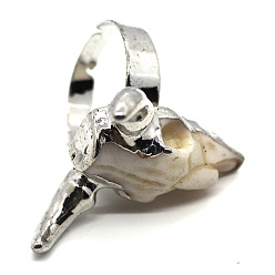 Белый Регулируемые манжеты из латуни и смолы, бык голова, платина, белые, внутренний диаметр: 20 мм