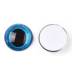 Deep-Sky-blau Glas cabochons, halbrund mit Auge, Deep-Sky-blau, 20x6.5 mm