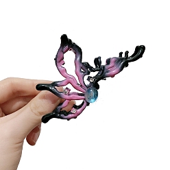 Black Gradient Butterfly Alloy Rhinestone Large Claw Hair Clips, for Women Girl Thick Hair, Black, 109mm