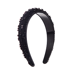 Black Cloth Sequin Decor Headband, Fish Net Style Simple Lady Hair Accessories, Black, 150x120x30mm