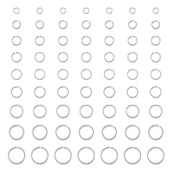 Платинированный 90шт. 9 стили латунные открытые соединительные кольца, долговечный, без никеля , Реальная платина, 3.5~10.5x0.5~1.5 мм, внутренний диаметр: 2~8.5 мм, 10 шт / стиль