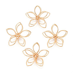 Настоящее золото 18K Бисера железной проволоки, без никеля , цветок, реальный 18 k позолоченный, 24x25x5~7 мм