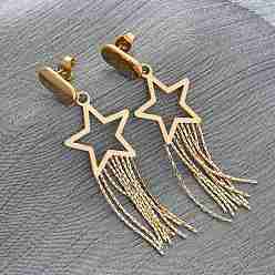Настоящее золото 18K 304 серьги из нержавеющей стали из нержавеющей стали, звезда, ионное покрытие (ip), реальный 18 k позолоченный, 62.5x20 мм