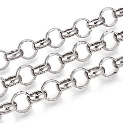 Платина Латунные цепи Роло, несварные, с катушкой, платина, 12x4 мм, около 16.40 футов (5 м) / рулон
