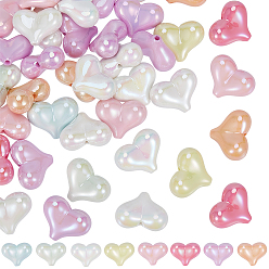 (52) Непрозрачная лаванда 50 шт. непрозрачные акриловые бусины с УФ-покрытием, радужный, сердце, разноцветные, 16.5x21x10 мм, отверстие : 2 мм