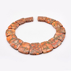 Темно-Оранжевый Градуированные бусины из лавсана и имперской яшмы, окрашенные, трапециевидные, темно-оранжевый, 16~34x23~28x5~6 мм, отверстие : 1 мм, около 15 шт / нитка, 12.2 дюйм