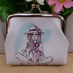 Разноцветный Трапециевидная сумка для куклы из пвх, с железным каркасом кошелька, принадлежности для американских кукол, Рисунок девушки, красочный, 70x90 мм