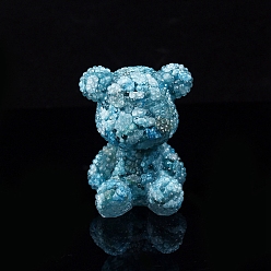 Amazonite Bear Resin with Natural Amazonite Chips Inside Display Decorations, Figurine Home Decoration, 70x65x90mm