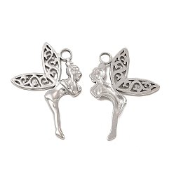 Нержавеющая Сталь Цвет Не тускнеющие 304 подвески из нержавеющей стали, волшебное очарование, цвет нержавеющей стали, 32x21.5x2 мм, отверстие : 3 мм