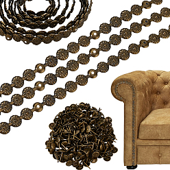 Античная Бронза Полоски железных гвоздей, с 18шт. гвоздь, аксессуары для украшения мебели, античная бронза, 1000x11 мм