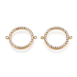 Настоящее золото 18K 304 подвески из нержавеющей стали, Запонки с имитацией жемчуга из АБС-пластика, ионное покрытие (ip), белые, реальный 18 k позолоченный, 19x15x2.5 мм, отверстие : 1.2 мм