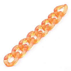 Orange Handgefertigte transparente Acryl-Bordsteinketten, ungeschweißte, orange, 39.37 Zoll (100 cm), Link: 23x17x4.5 mm, 1 m / Strang