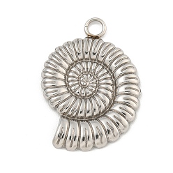 Нержавеющая Сталь Цвет Не тускнеющие 304 подвески из нержавеющей стали, оберег из раковины улитки, цвет нержавеющей стали, 32x22x2.5 мм, отверстие : 3 мм