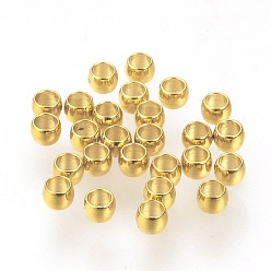 Real 24K Gold Plated 316 Surgical Stainless Steel Crimp Beads, Rondelle, Real 24K Gold Plated, 2x1.5mm, Hole: 1mm
